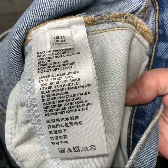 BDG Cut Off Jean Short Sz 26 Blue Distressed High Rise Denim Urban Outfitters - Picture 10 of 11